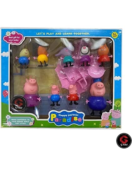G.FIDEL Peppa Pig Family Set of 9 Best Gift for Kids - Peppa Pig, George, Daddy Pig, Mommy Pig, Granny Pig, Grandpa Pig,Soft Rubber face Toy GFIDEL 