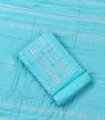 Cotton Salwar Suit Material (Unstitched)Sky Blue Apparel & Accessories ILYANA 