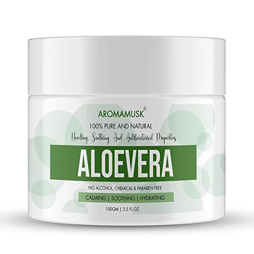 AromaMusk 100% Pure and Natural Aloe Vera Gel For Healthy Skin, Face & Hair, 100gm (No Alcohol, Chemical & Paraben Free) Aroma Musk 