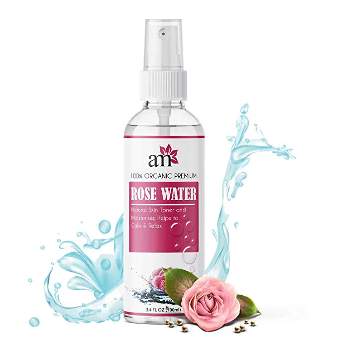 AromaMusk 100% Organic & Natural Premium Rose Water/Skin Toner (Gulab Jal) For Face & Skin, 100ml (Steam Distilled, No Alcohol, Chemical & Paraben Free ) Aroma Musk 