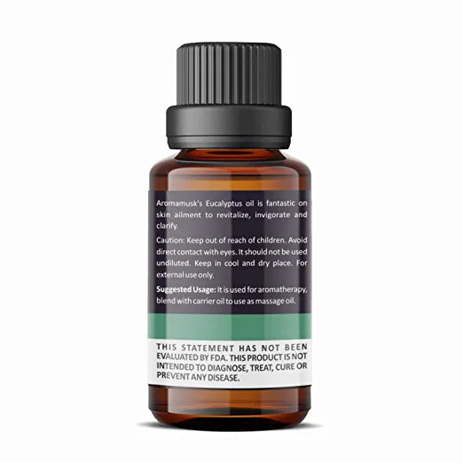AromaMusk 100% Pure Eucalyptus- Cleaning - Eucalyptus Globulus Aroma Essential Oil, 15ml (Therapeutic Grade, Pure & Undiluted) Aroma Musk 