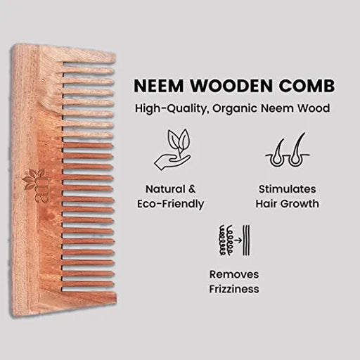 AromaMusk 100% Pure Handcrafted Neem Wood Comb For Detangling & Healthier Scalp (With Wide Tooth) | For Men and Women | Natural & Eco-Friendly | Styling Comb For All Hair Types Aroma Musk 