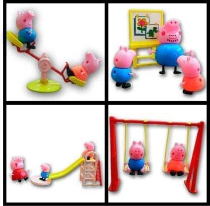 G.FIDEL Toy Pig Playground Set with Pig Family Figurines,Slide,Swing,See-Saw,Easel Sets Pieces for Kids Children Toy GFIDEL 