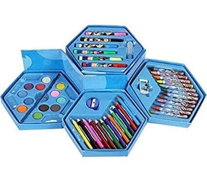 ADN 46 Pcs Drawing Set for Kids ,Set with Color Box, Pencil Colors Crayons  Colors Water Color Sketch Pens Set for Girls (PINK color box)
