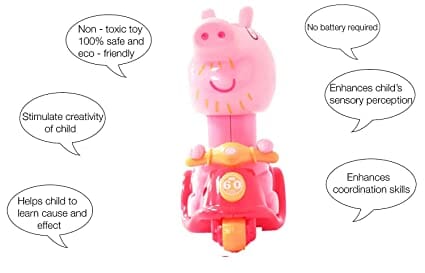 G.FIDEL Push and Go Scooter Pig ; Early Learning Toy ; Non Toxic ; Press & Go Toy ; Multi Color ; Age 2 Years & Above Toy GFIDEL 