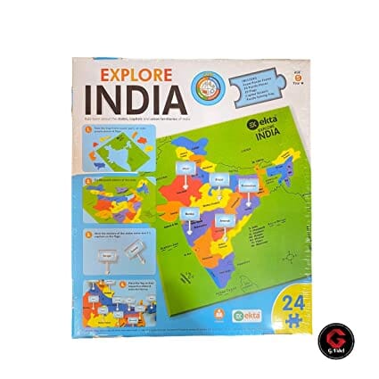 G.FIDEL Explore India with State Capitals - Educational Toy and Learning Aid for Boys and Girls - Map Puzzle - Jigsaw Puzzle, 24 Pieces. Toy GFIDEL 