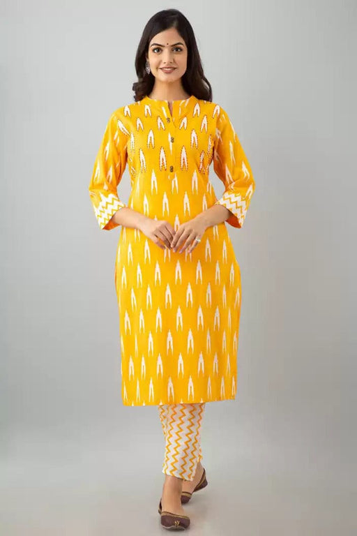 Yellow Colour Cotton Kurti With Palazzo Apparel & Accessories Globuschoicein 