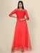 Women's Pleat Draped Red Gown Clothing Ruchi Fashion XS 