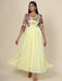 Women's Lemon gown in georgette and Sunflower print Net Yoke Clothing Ruchi Fashion XS 