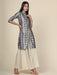 Women's Grey Foil Print Mandarin Collar Kurti Clothing Ruchi Fashion M 