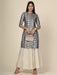 Women's Grey Foil Print Mandarin Collar Kurti Clothing Ruchi Fashion L 