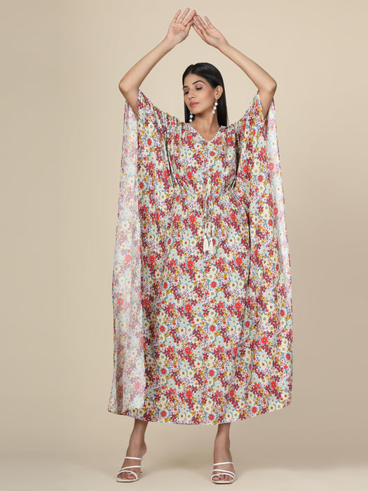 Women's Floral print Rayon Kaftan in grey base Clothing Ruchi Fashion M 