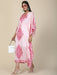 Women's baby pink printed Long Kaftan in Georgette brasso self fabric with Inner Clothing Ruchi Fashion L 
