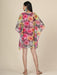 Women's Net Sunflower print short Kaftan in pink and lemon color Clothing Ruchi Fashion M 