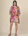 Women's Net Sunflower print short Kaftan in pink and lemon color Clothing Ruchi Fashion XS 