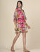 Women's Net Sunflower print short Kaftan in pink and lemon color Clothing Ruchi Fashion 