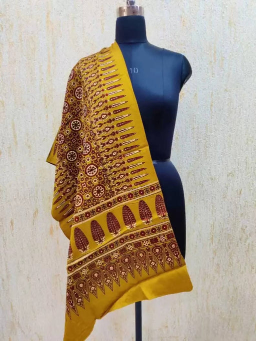 TAVAN Pure Silk Printed Women Dupatta(Yellow) Prijam Store 