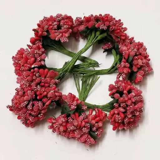 nawani Red Jasmine Artificial Flower (2 inch, Pack of 6, Flower Bunch) Artificial Flower Nawani Enterprises 