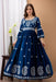 ILYANA Women Embroidered Viscose Rayon Flared Kurta (Blue, White) Apparel & Accessories ILYANA 