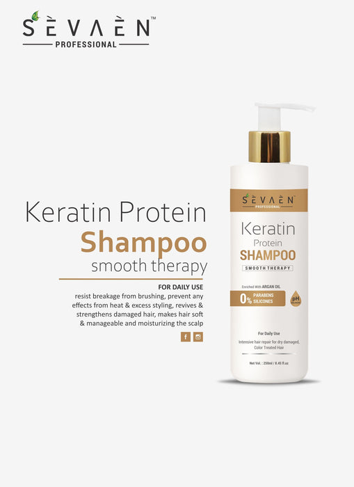 sevaen Keratin Shampoo 250ml And Hair Spa Cream 200gm,for Frizz-Free hair up to 72 hours & Salon-like smooth hair at home. Hair Care SEVAEN PROFESSIONAL 