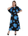 Designer Cape Style Maxi Dress in Blue Colour Cony International 
