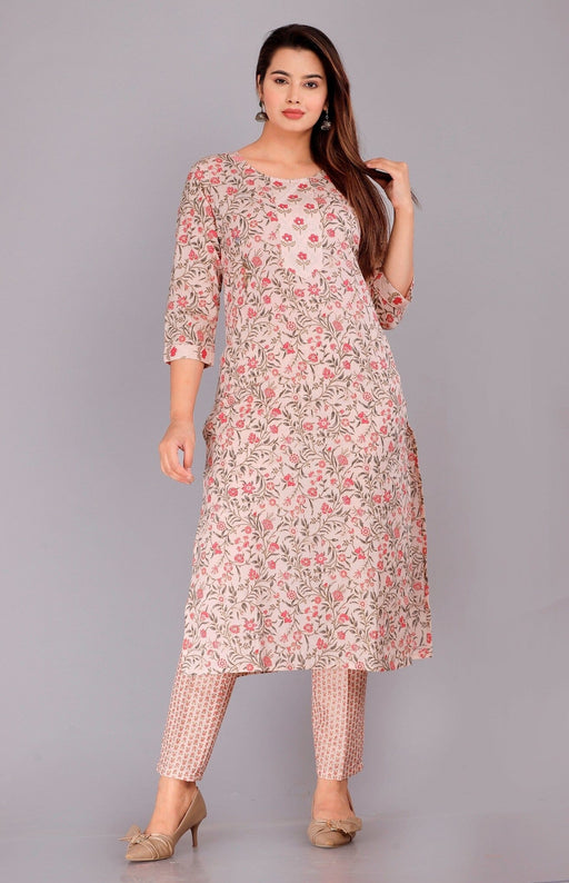 Pure Cotton Woman Kurta And Pant Set in Coral Colour Apparel & Accessories MASTER SYNTHETIC MILLS 