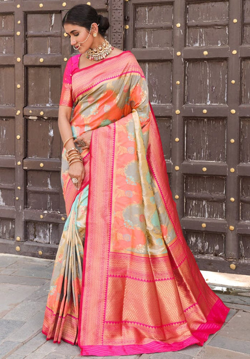 Designer Party Wear Weaving Silk Saree With Pink Blouse. Apparel & Accessories Roopkashish 