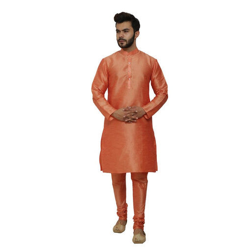AAZ WEAR Traditional Kurta Pyjama Set for Men Ethnic Wear for Men Wedding /Pooja Occasion or Regular Use Kurta Set PEACH Men Indo-Western with Dhoti Pant AROSE ENTERPRISES 
