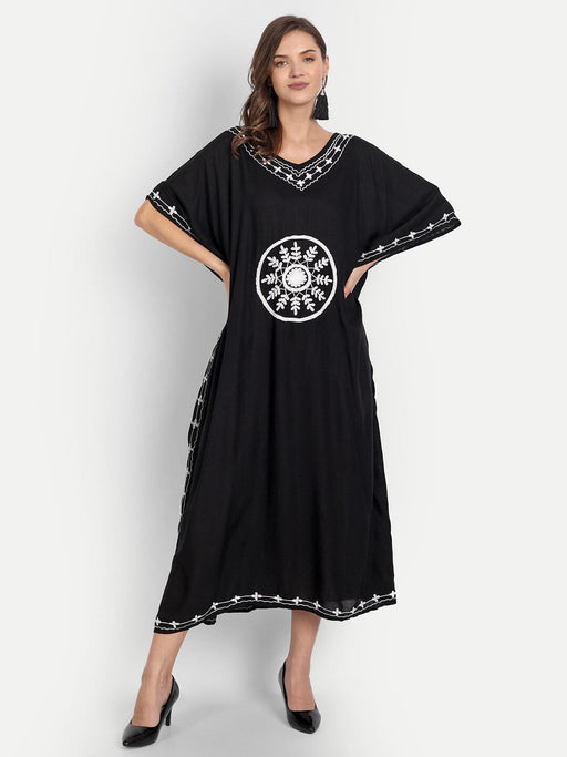 Black Embroidery Kaftan Maxi Dress Apparel & Accessories Jiron 