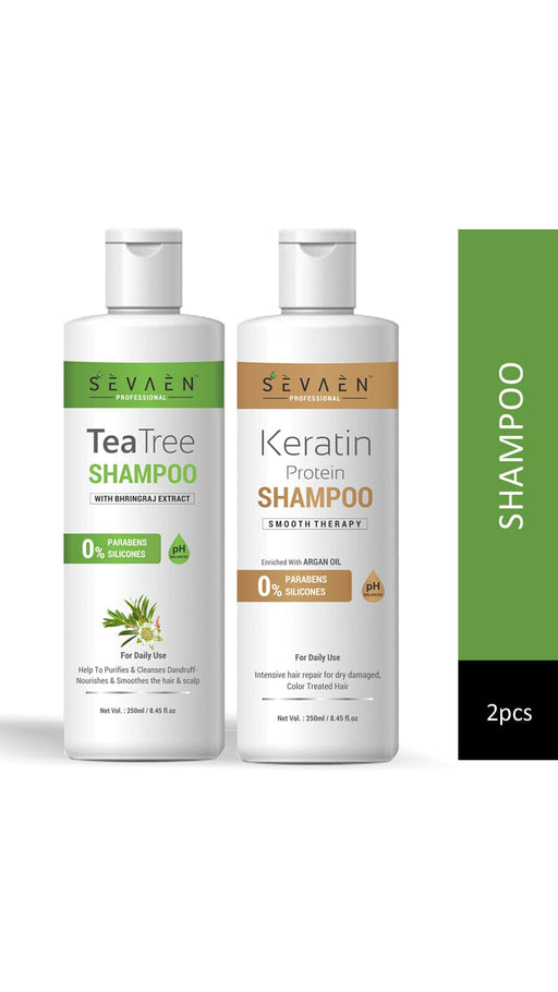 Keratin Protein Hair Shampoo 250ml and TeaTree shampoo 250ml No Paraben & Mineral Oil-for Men and Women Combo Hair Care Ancient Living 