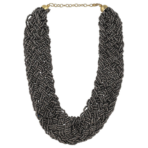 ARADHYA Stylish Braid Beads Handmade Metallic Grey Fashion Necklace for Women Imitation Jewellery Aradhya Jewellery 