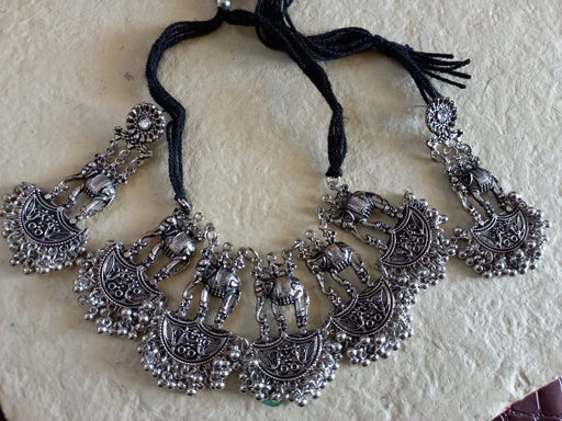 ARADHYA Silver Antique German Oxidized Silver Plated Jewellery Set for Women Imitation Jewellery Aradhya Jewellery 