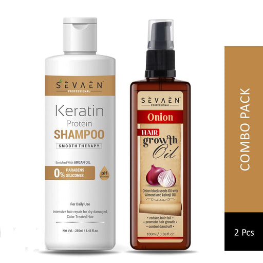 Keratin shampoo and ayurvedic Hair Oil for make your Hair dandruff free and volumise Hair Care SEVAEN PROFESSIONAL 