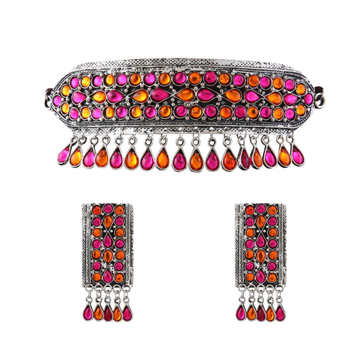 ARADHYA German Oxidised Plated Tribal Afghani Choker Necklace Set with Earrings for Women Imitation Jewellery Aradhya Jewellery 