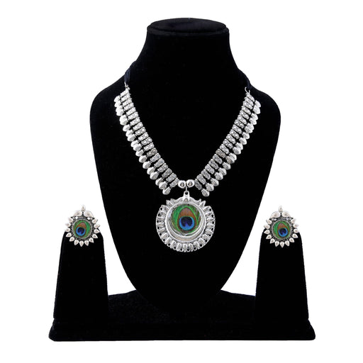 ARADHYA Silver German Oxidized Silver and Necklace Earrings Set for Women Imitation Jewellery Aradhya Jewellery 