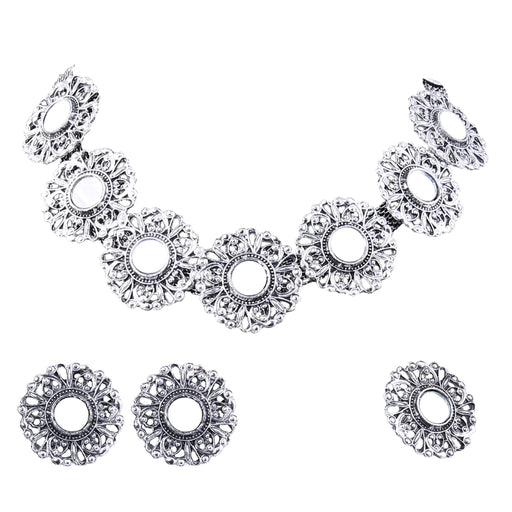 ARADHYA ` Oxidized Silver Plated Necklace Set for Women Imitation Jewellery Aradhya Jewellery 