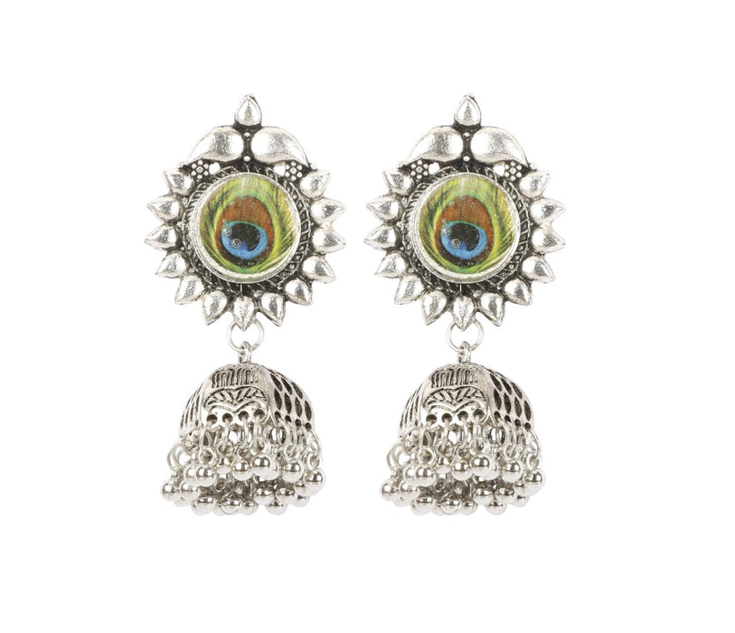 ARADHYA ` Indian Oxidized Silver Plated Peacock Turkish Jhumki Earrings for Women Imitation Jewellery Aradhya Jewellery 