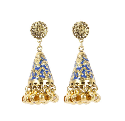 Aradhya Indian Traditional Golden Stylish Jhumki Earrings for Women and Girls (Blue) Imitation Jewellery Aradhya Jewellery 