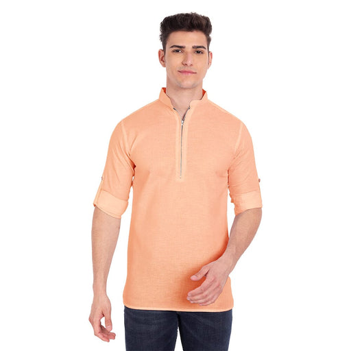 Vida Loca Orange Cotton Solid Slim Fit Full Sleeves Shirt For Men's Apparel & Accessories Accha jee online 