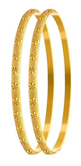 JFL - Jewellery for Less Women's Traditional Ethnic One Gram Matt Gold Plated Designer Bangle Set Chains JFL 