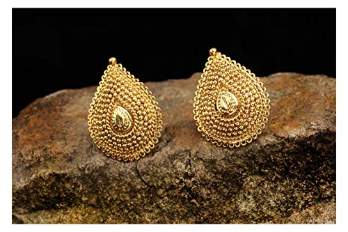 Jfl - Jewellery For Less Traditional Ethnic One Gram Gold Plated Drop Shap Stud Earring For Women Earrings JFL 