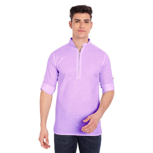 Vida Loca Purple Cotton Solid Slim Fit Full Sleeves Shirt For Men's Apparel & Accessories Accha jee online 