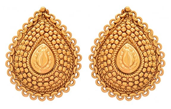 Jfl - Jewellery For Less Traditional Ethnic One Gram Gold Plated Drop Shap Stud Earring For Women Earrings JFL 