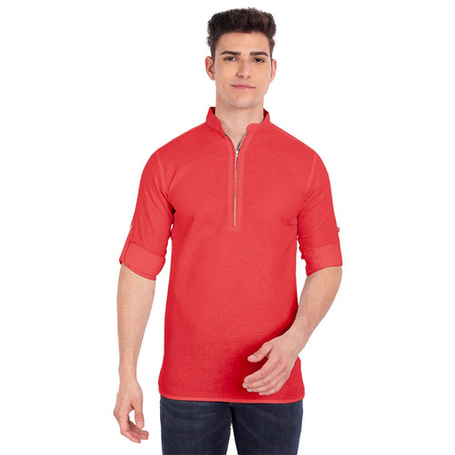 Vida Loca Red Cotton Solid Slim Fit Full Sleeves Shirt For Men's Apparel & Accessories Accha jee online 