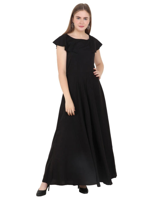 Designer Stylish Partywear Maxi Length Black Gown western wear for women Cony International 