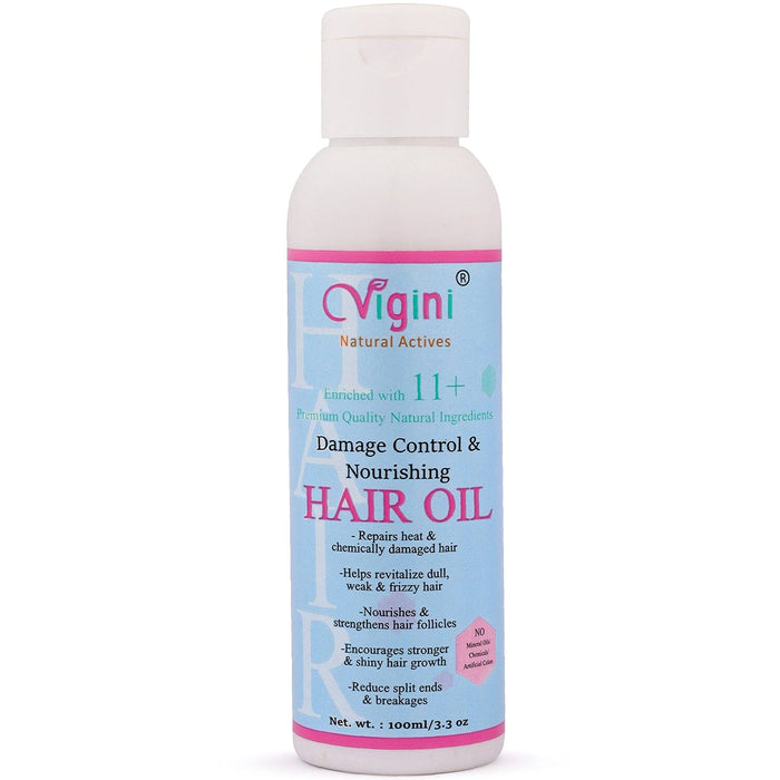 Vigini Natural Damage Control & Nourishing Hair Care Vitalizer Tonic Oil 100 ml for Hair Fall Loss Thinning Rough Dry Itchy Scalp Treatment Provides Silky Shine Frizz Free Hair health & wellness Global Medicare Inc 