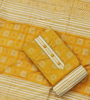 Cotton Salwar Suit Material (Unstitched)(Yellow Colour) Apparel & Accessories ILYANA 