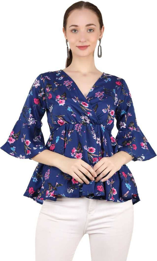 Charvi Trendy Purple Colour Wrap Top With Bell Sleeves Cony International 