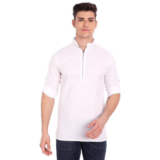 Vida Loca White Cotton Solid Slim Fit Full Sleeves Shirt For Men's Apparel & Accessories Accha jee online 