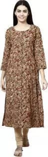 TAVAN Women Kalamkari A-line Kurta (Multicolor) Apparel & Accessories Prijam Store 